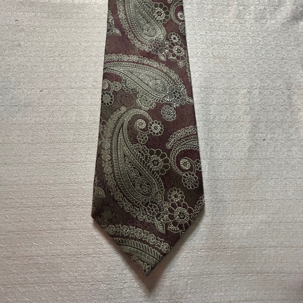 Peacock Handmade Pure Silk Paisley Floral Men Tie Burgundy Green Handmade